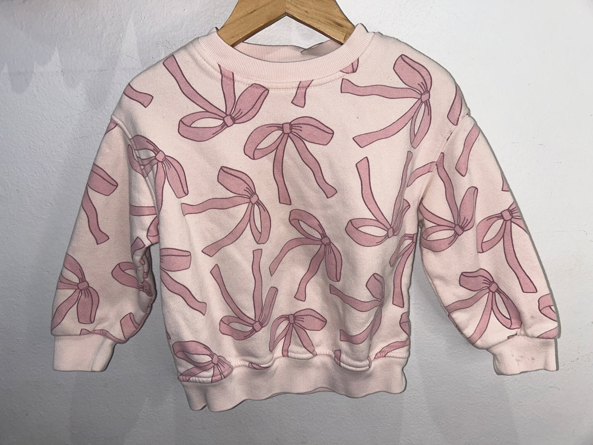 Pink bows pullover 2y