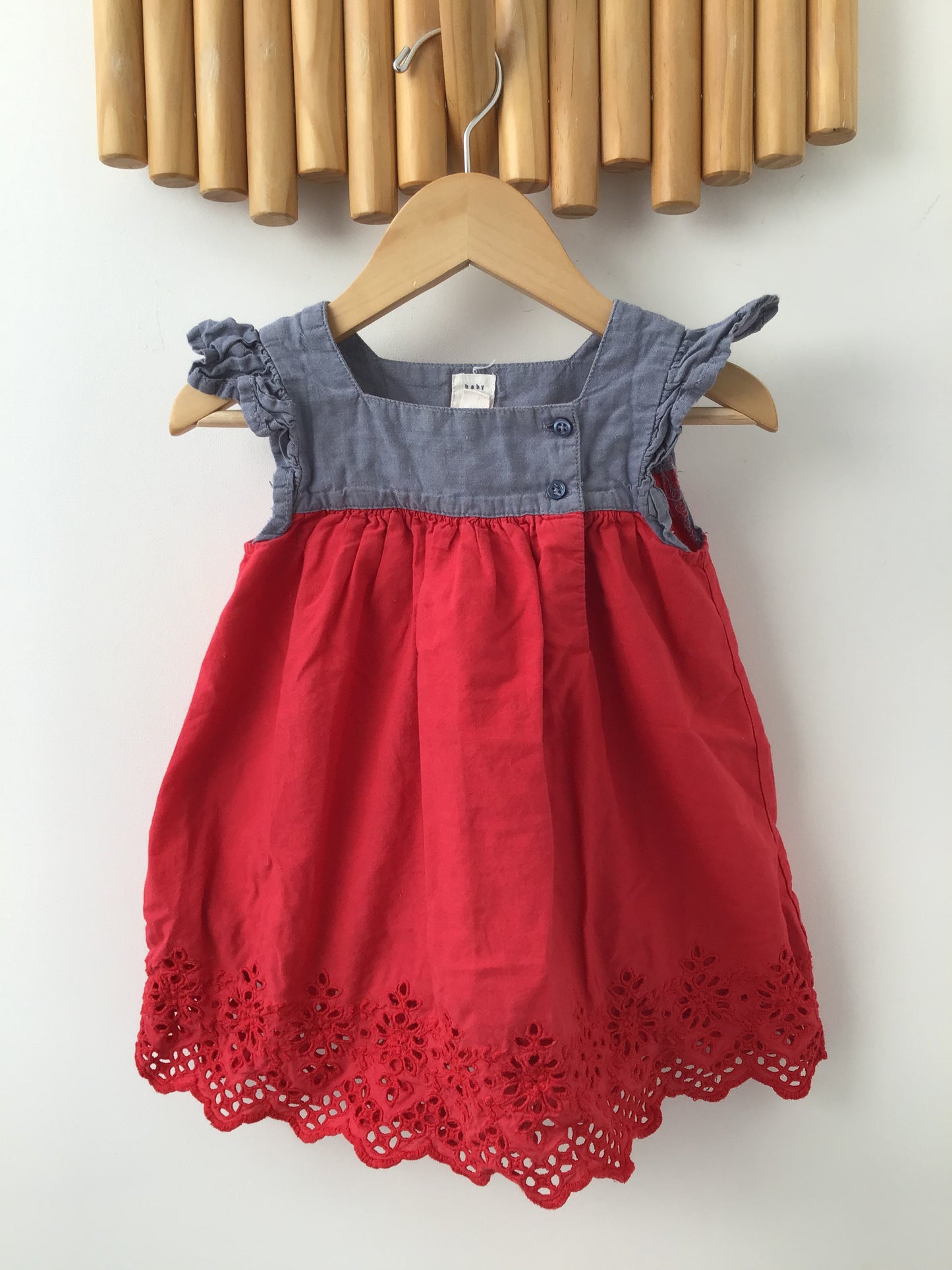 Red eyelet detail dress 18-24m