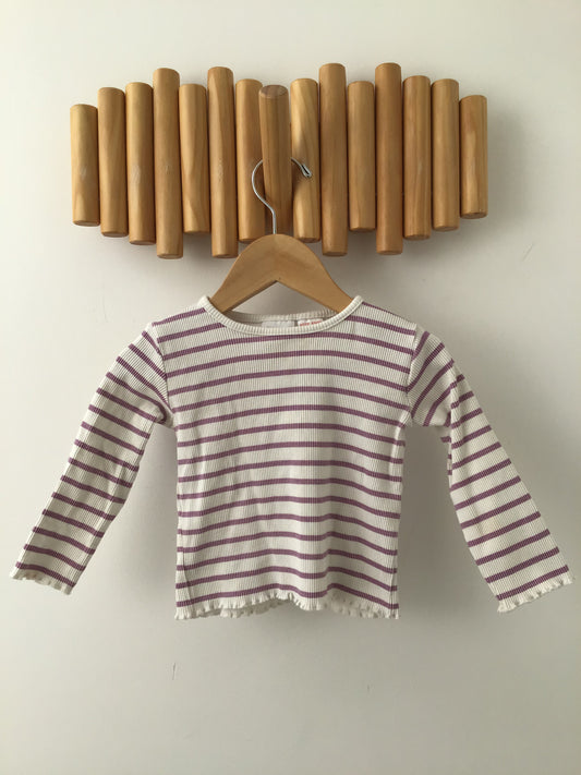 Striped ribbed long sleeve purple 9-12m