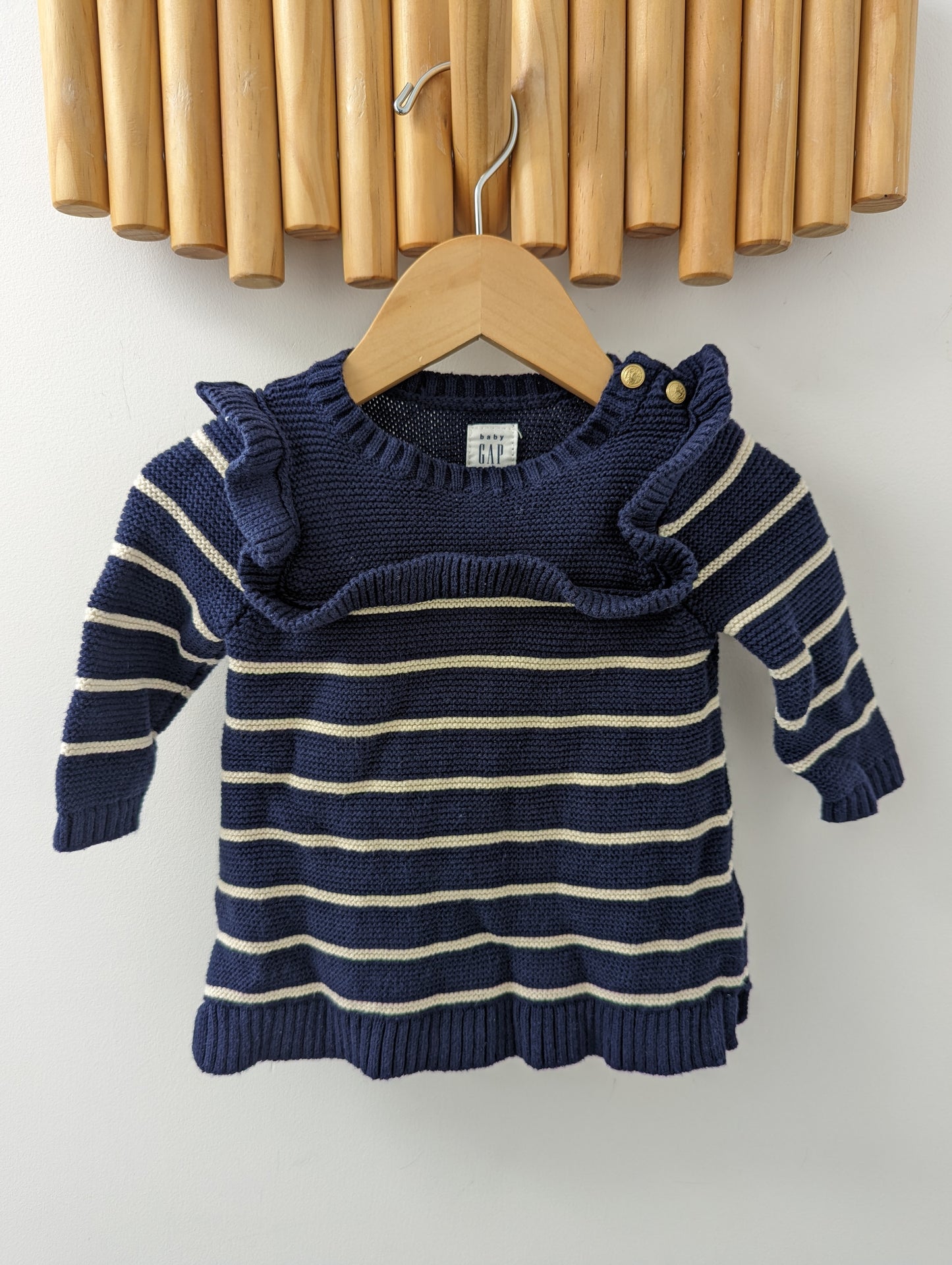 Navy Striped Sweater Dress 0-3m
